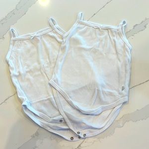 FEATHERS‎ Set of 2 Ribbed Cotton Tank Bodysuits, White, 24m